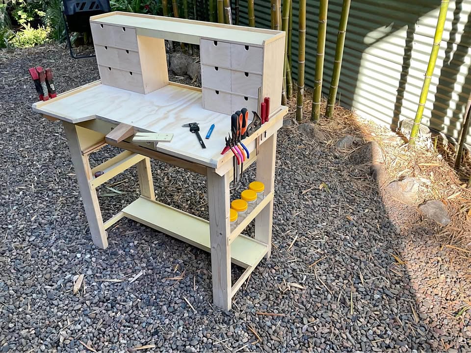 Jewellers workbench / desk with 12-drawer top box, photo 1 of 7, handmade timber, Brisbane
