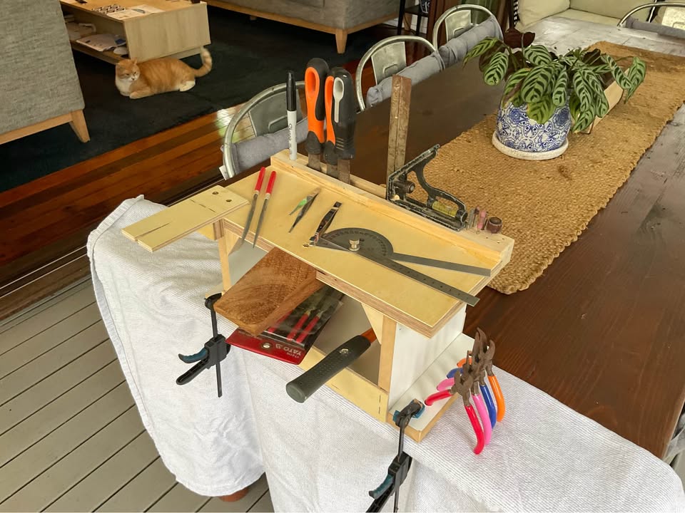 Mini jewellers bench, photo 6 of 8, handmade timber, Brisbane