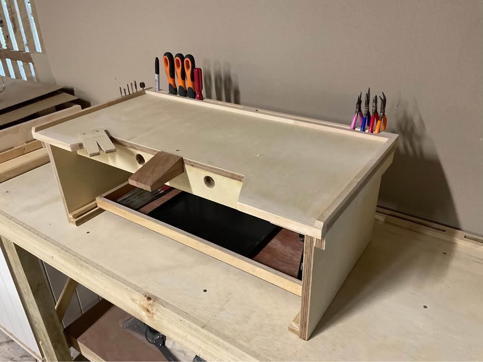 Portable jewellers bench, photo 10 of 10, handmade timber, Brisbane