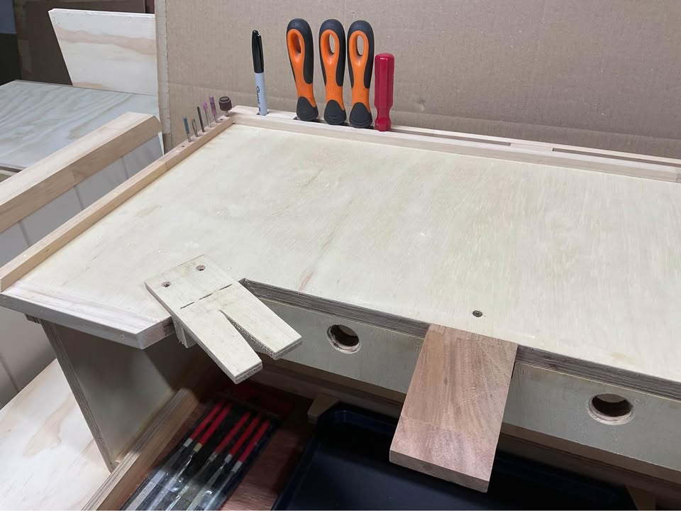 Portable jewellers bench, photo 2 of 10, handmade timber, Brisbane