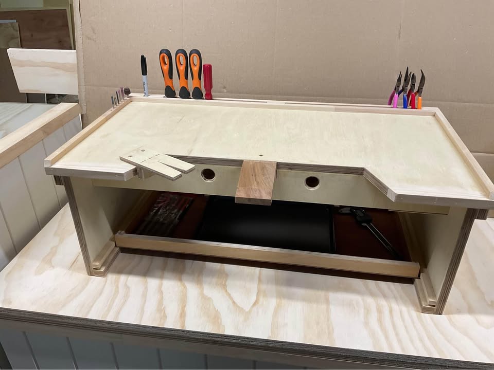 Portable jewellers bench, photo 3 of 10, handmade timber, Brisbane