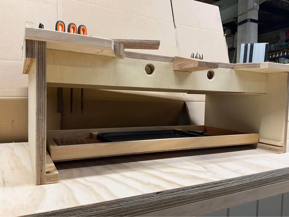 Portable jewellers bench, photo 5 of 10, handmade timber, Brisbane