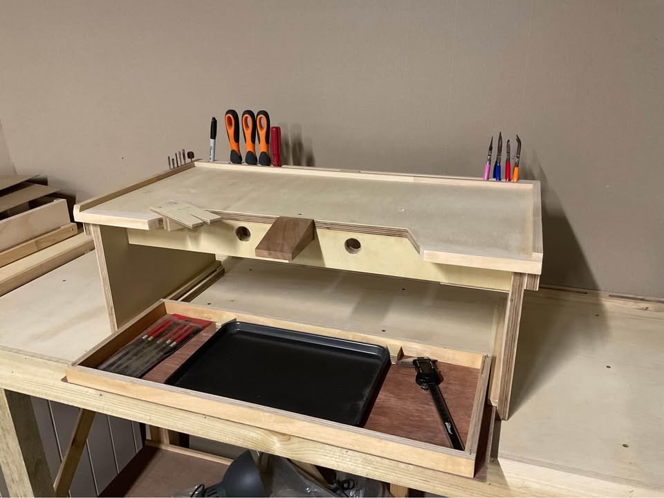 Portable jewellers bench, photo 7 of 10, handmade timber, Brisbane