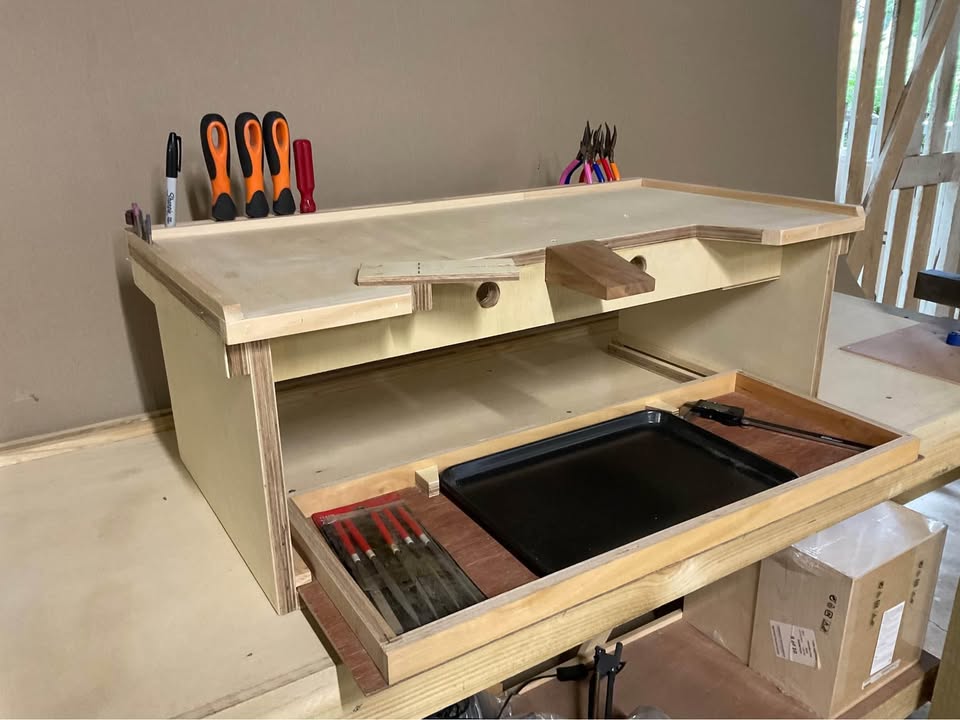 Portable jewellers bench, photo 8 of 10, handmade timber, Brisbane