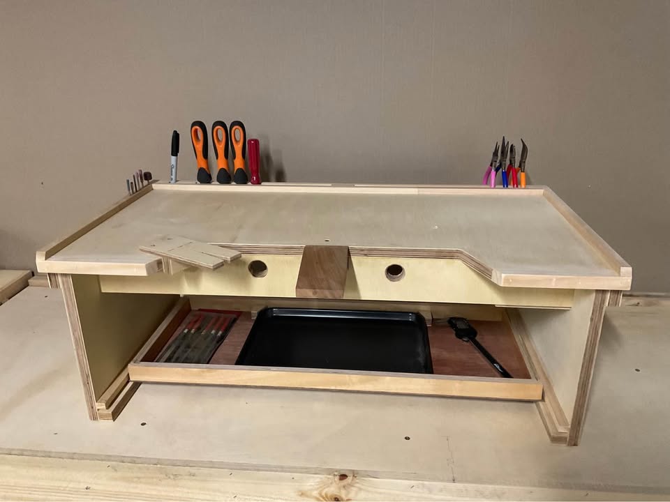 Portable jewellers bench, photo 9 of 10, handmade timber, Brisbane