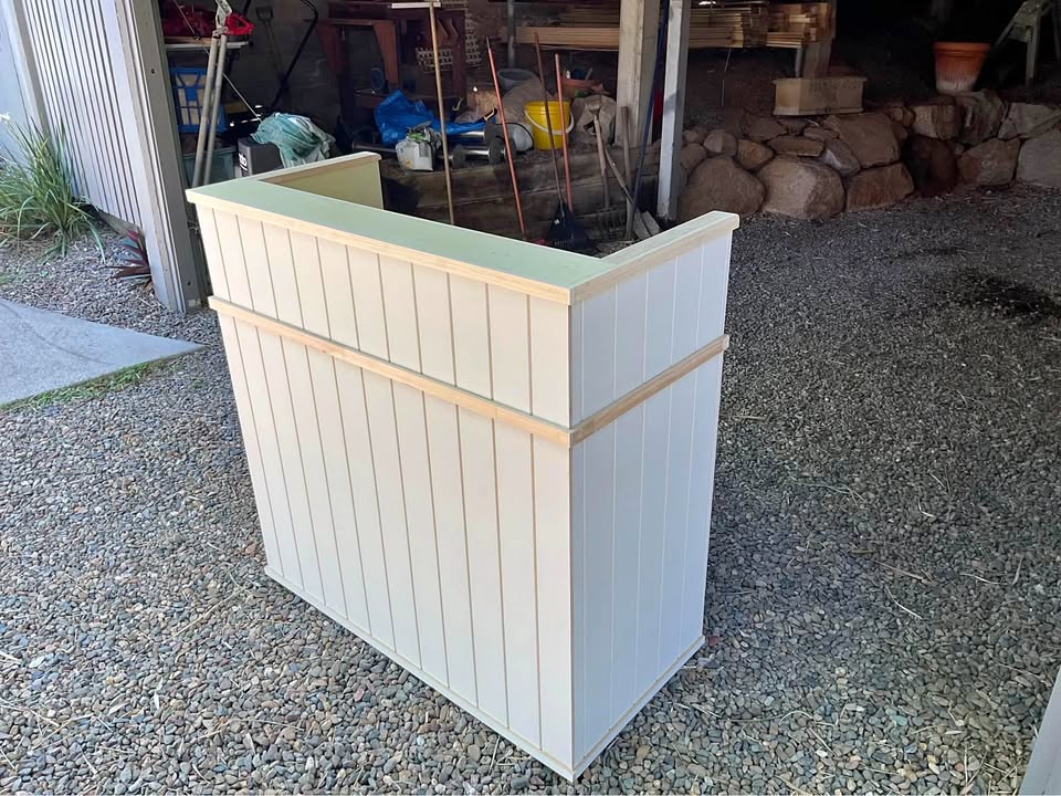 Tall shop counter / reception desk / bar, photo 1 of 5, handmade timber, Brisbane