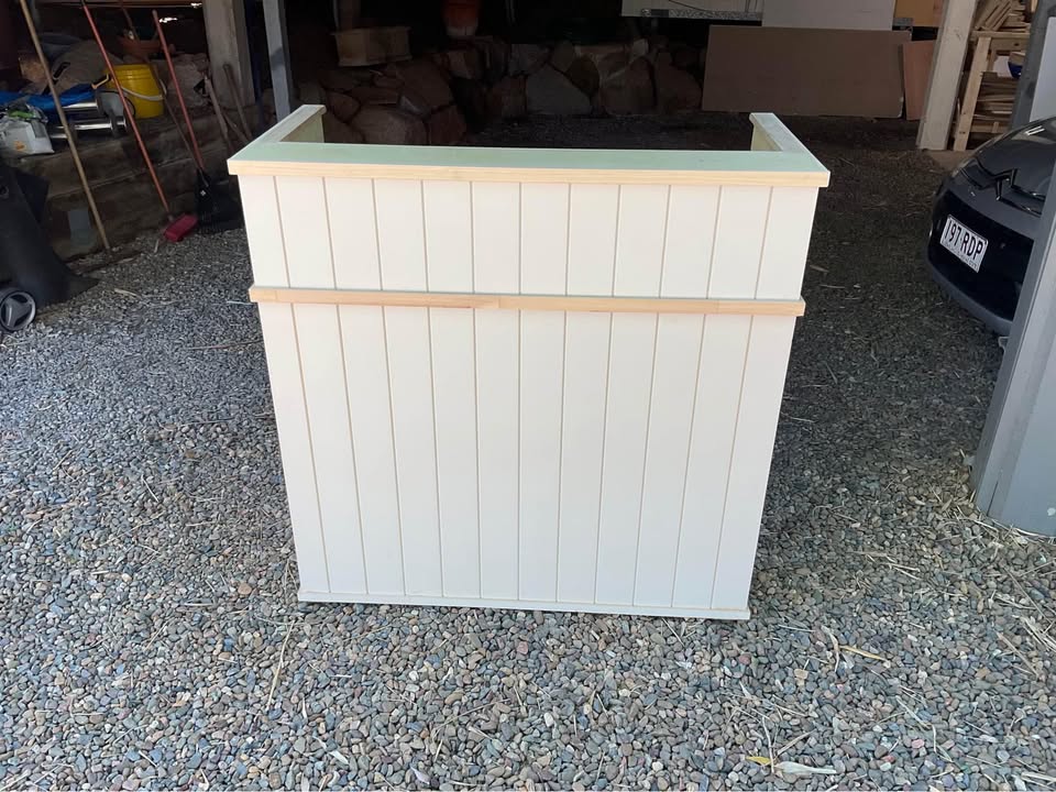 Tall shop counter / reception desk / bar, photo 3 of 5, handmade timber, Brisbane